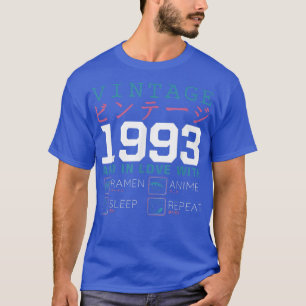 Camiseta Retro Otaku Kanji Vintage 1993 Birthday Ramen Anim