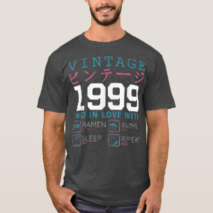 Camiseta Retro Otaku Kanji Vintage 1999 Birthday Ramen Anim