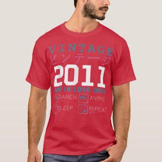 Camiseta Retro Otaku Kanji Vintage 2011 Birthday Ramen Anim