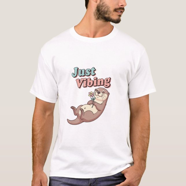 Camiseta Retro Otter Easygoing Men’s Graphic T-Shirt (Frente)