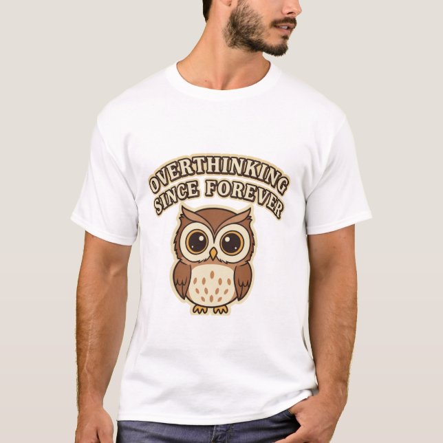 Camiseta Retro Owl Overthinking Men’s Graphic T-Shirt (Frente)