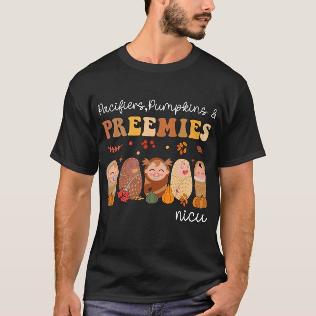Camiseta Retro Pacifiers Pumpkins Preemies NICU Nurse Fall  (Frente)