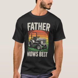 Camiseta Retro Padre Mows Best - Pai Engraçado