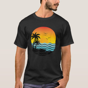 Camiseta Retro Palm Trees Praia Férias do Oceano Solar Trop
