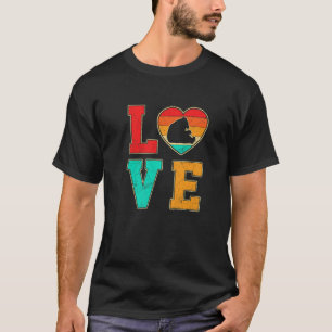 Camiseta Retro Panda Bear Amor Animais do Coração Dia de