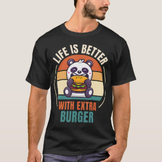 Camiseta Retro Panda Vida Retro É Melhor Com Hambúrguer Ext