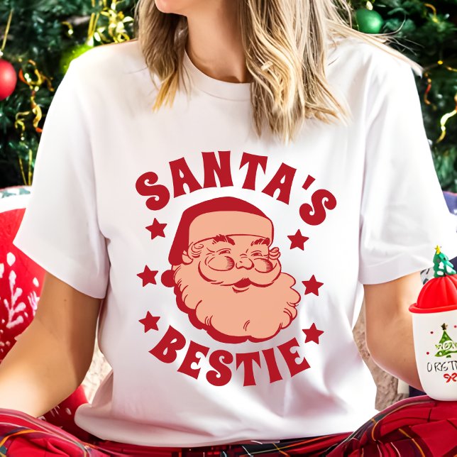 Camiseta Retro Papais noeis Bestie Natal das Mulheres Moder (Criador carregado)