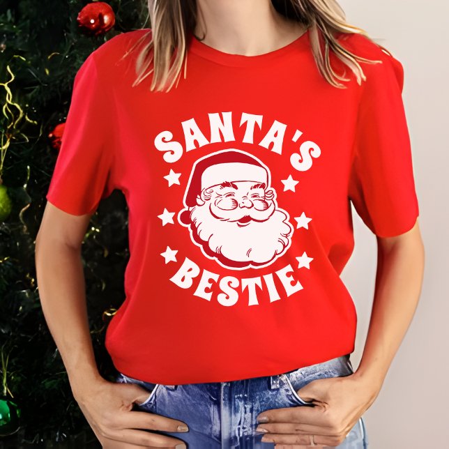 Camiseta Retro Papais noeis Bestie Natal das Mulheres Verme (Criador carregado)