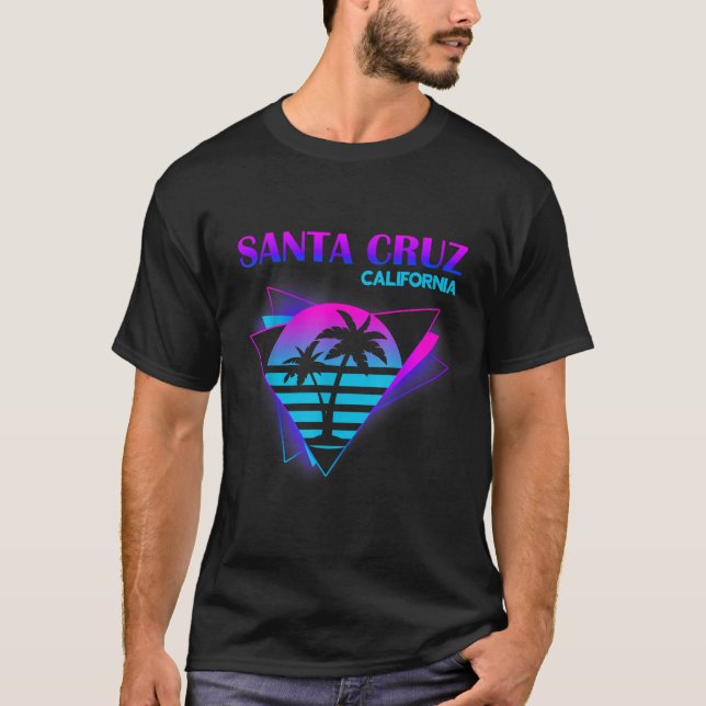 Camiseta Retro Papais noeis Cruz California Beach Sunset Me (Frente)