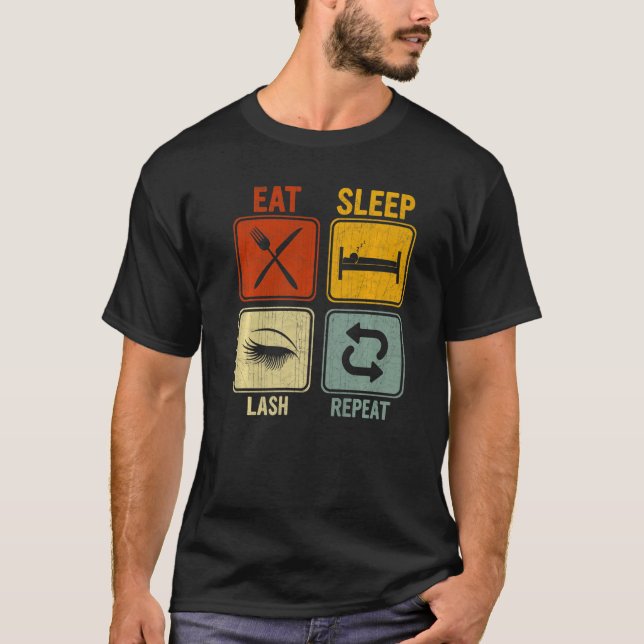 Camiseta Retro Para Maquiagem Artista Comer Lash Repetitivo (Frente)