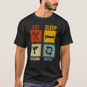 Camiseta Retro Para Origami Comer Origami Sleep Repetir