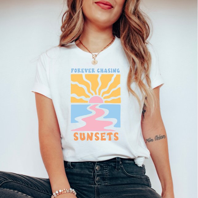 Camiseta Retro para Perseguir Pôrs do sol (Criador carregado)
