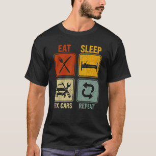 Camiseta Retro Para Repetição De Carros De Correção Do Sono