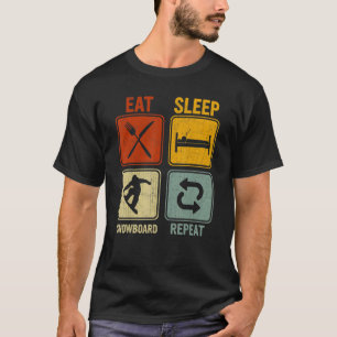 Camiseta Retrô Para Snowboarder Coma Snowboard Repetir