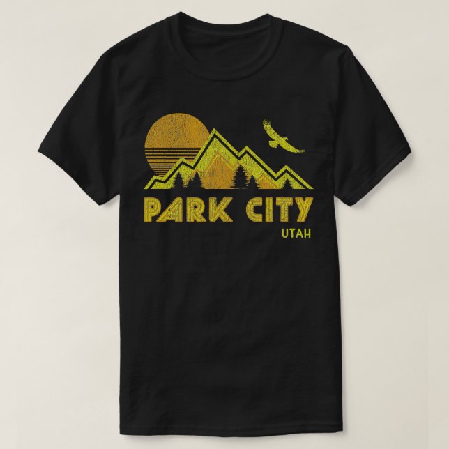 Camiseta Retro Park City Utah Em Lado (Frente do Design)