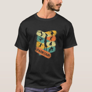 Camiseta Retro Parkour para Meninos Silhouette Vintage Free