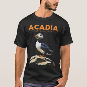 Camiseta Retro Parque Nacional Acadia Papagaio-do-mar-do-at