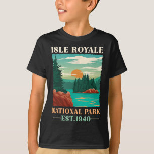 Camiseta Retro Parque Nacional Isle Royale Est 1940 Caminha