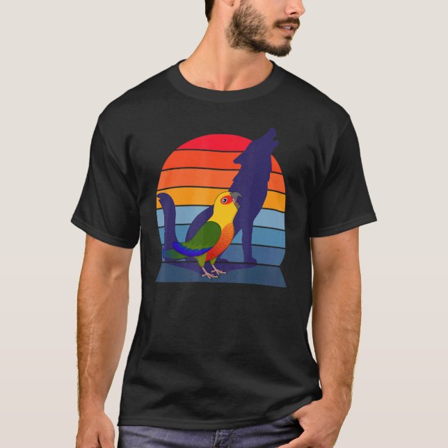 Camiseta Retro Parrot I Howling Wolf I Gritando Jenday Con (Frente)