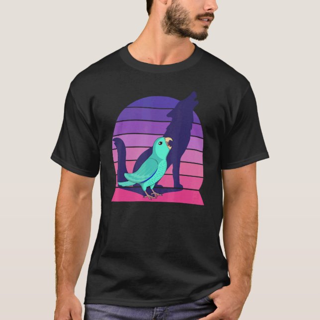 Camiseta Retro Parrot I Howling Wolf I Gritando Turquoise (Frente)
