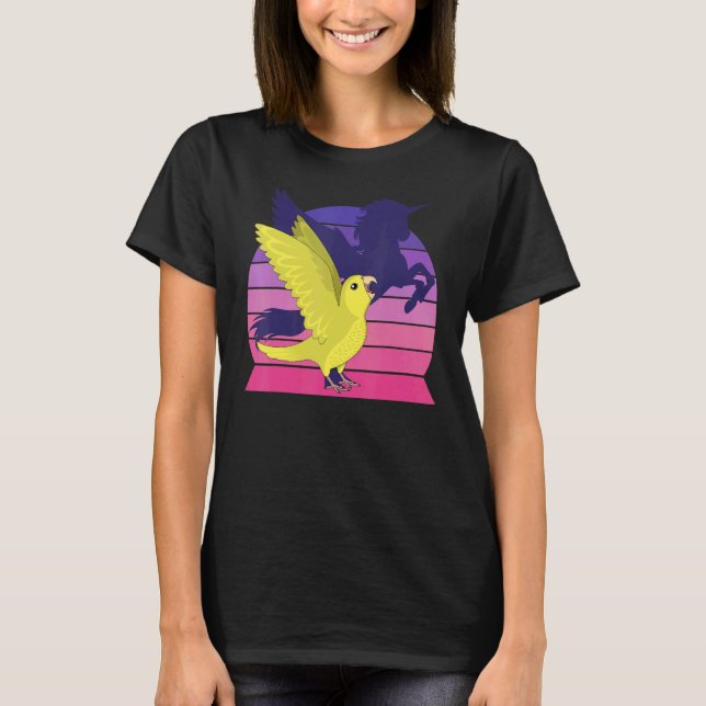 Camiseta Retro Parrot I Winged Unicorn I Screaming Yellow P (Frente)