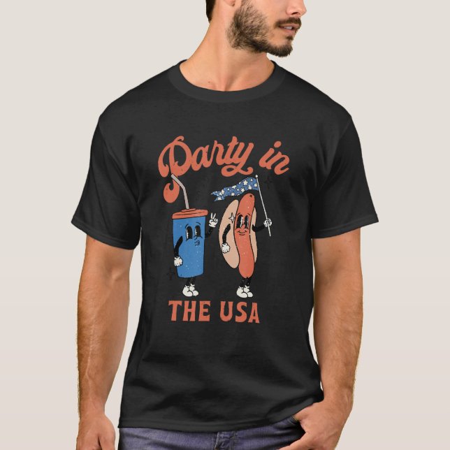 Camiseta Retro Party In The Usa 4th Of July America Patriot (Frente)