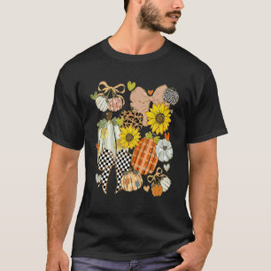Camiseta Retro Patchwork de Abóbora Coquette Estampa de Leo