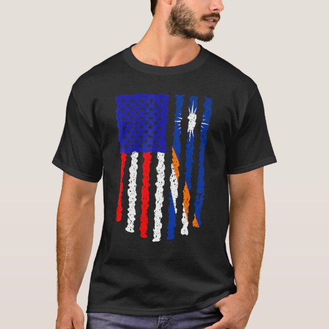 Camiseta Retro Patriótico das Ilhas Marshall Americanas Fla (Frente)