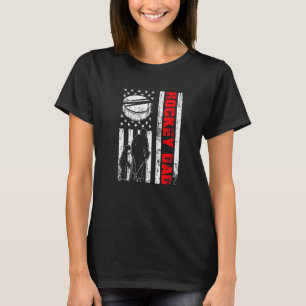 Camiseta Retro Patriótico dos Estados Unidos Pai de Hockey
