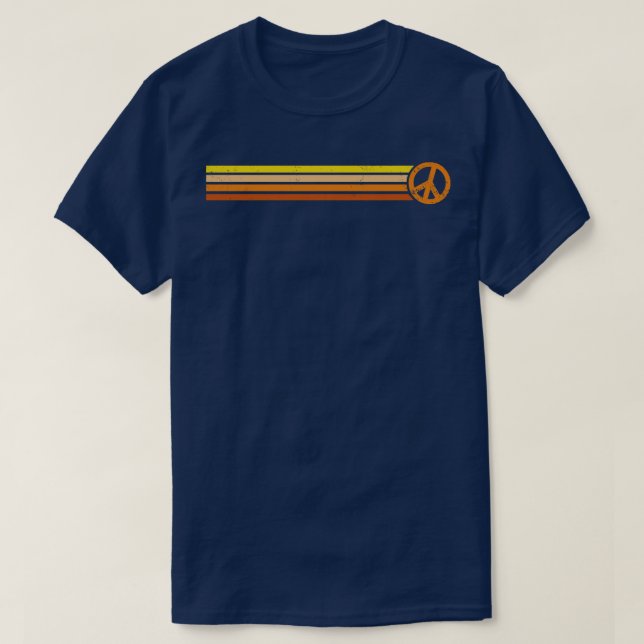 Camiseta RETRO PAZ STRIPES 70s Sunset (Frente do Design)