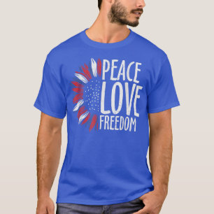 Camiseta Retro Peace Love Freedom Merica Flag 4 De Julho
