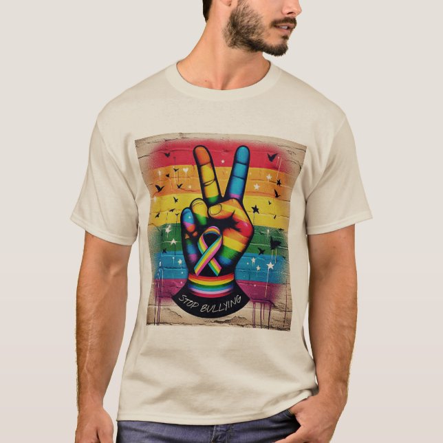 Camiseta Retro Peace Sign Anti-Bullying T-Shirt (Frente)