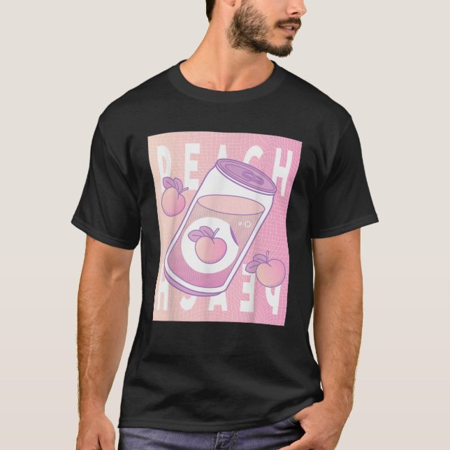 Camiseta Retro Peach Vaporwave 90s - Síntese estética japon (Frente)