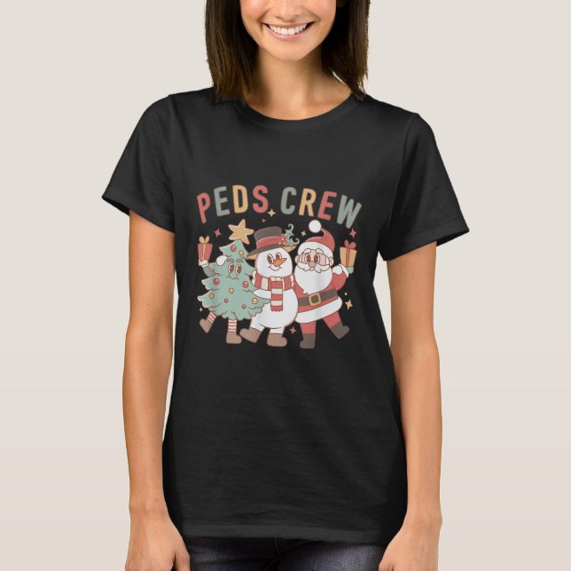 Camiseta Retro Peds Crew Christmas Pediatric Nurse Nursing  (Frente)