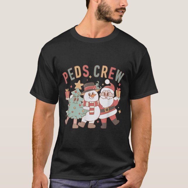 Camiseta Retro Peds Crew Christmas Pediatric Nurse Nursing  (Frente)