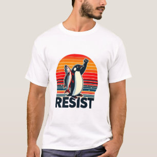 Camiseta Retro Penguin Protest Design para se manter livre