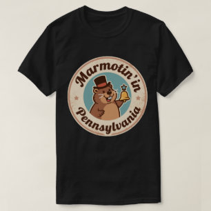 Camiseta Retro Pennsylvania Crachá Groundhog com Liberdade