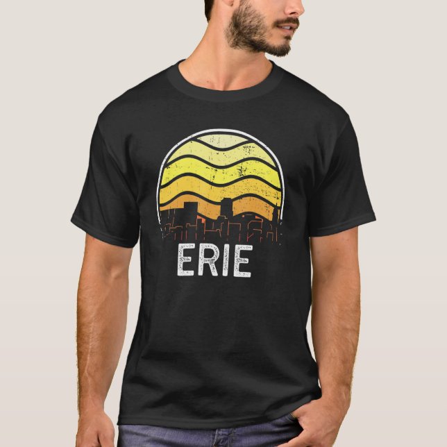 Camiseta Retro Pennsylvania Erie Visitantes Skyline Vintage (Frente)