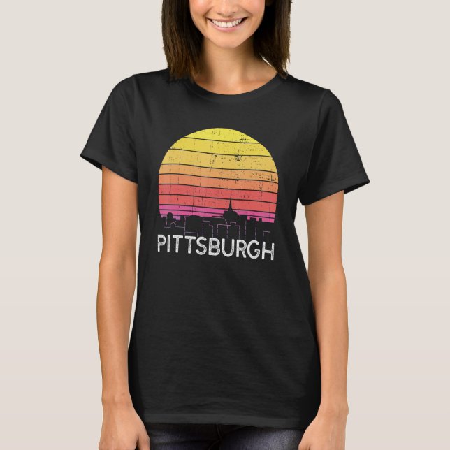 Camiseta Retro Pennsylvania Pittsburgh Skyline Vintage Urba (Frente)