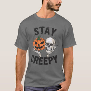 Camiseta Retro Permaneça Assustador, Skeleton, Dia das Brux