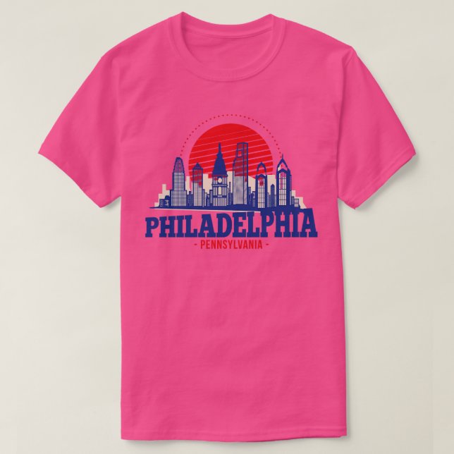 Camiseta Retro Philadelphia Pennsylvania Skyline (Frente do Design)