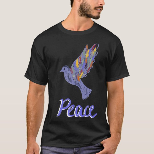 Camiseta Retro Pigeon Paz Amor E Arte (Frente)