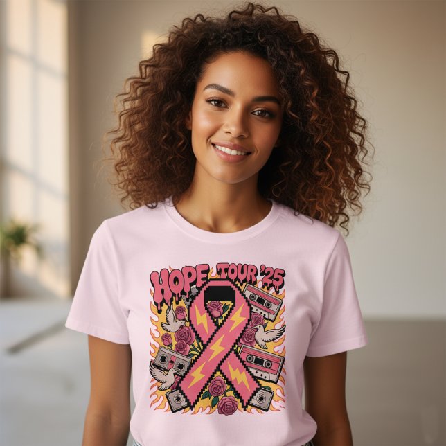 Camiseta Retro Pink Ribbon Hope Tour '25 "Conhecimento do C (Criador carregado)