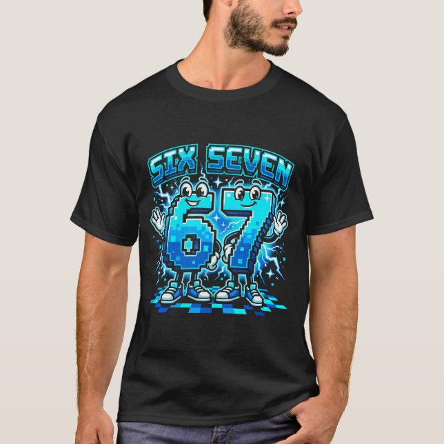 Camiseta Retro Pixel Art Número 67 - Jogo 8-Bit Gr (Frente)