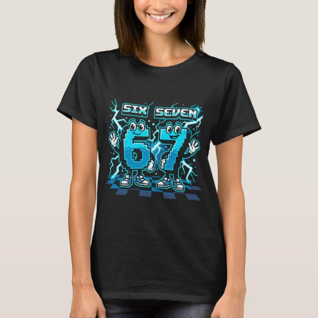 Camiseta Retro Pixel Art Número 67 - Jogo de 8-Bit (Frente)