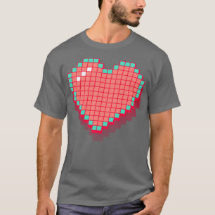 Camiseta Retro Pixel Coração Rosa 3D RxTp