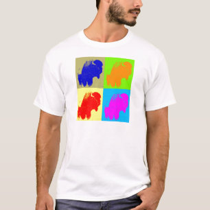 Camiseta Retro Pop Art Bison Buffalo Trabalho de arte