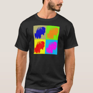 Camiseta Retro Pop Art Bison Buffalo Trabalho de arte