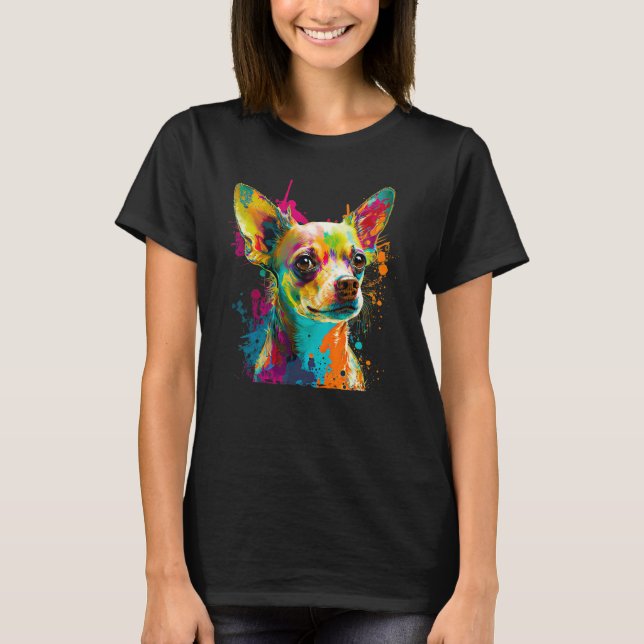 Camiseta Retro Pop Chihuahua Breed Art (Frente)