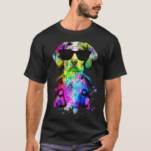 Camiseta Retro Pop Coonhound Dog Retrato com Fones de ouvid